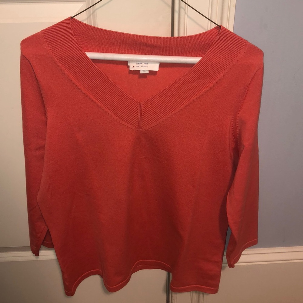 Salmon Quarter Length Sleeve Ann Taylor Sweater